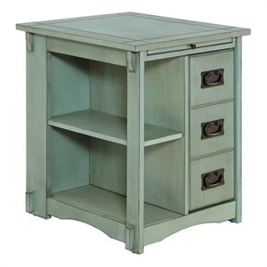 Linon Parnell Wood Side Table in Teal Blue