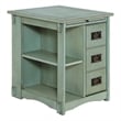 Linon Parnell Storage Side Table/Cabinet with Pull Out Shelf in Teal Wood