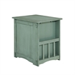 Linon Parnell Storage Side Table/Cabinet with Pull Out Shelf in Teal Wood