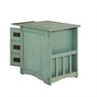 Linon Parnell Storage Side Table/Cabinet with Pull Out Shelf in Teal Wood