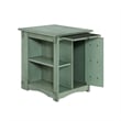 Linon Parnell Storage Side Table/Cabinet with Pull Out Shelf in Teal Wood