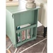 Linon Parnell Storage Side Table/Cabinet with Pull Out Shelf in Teal Wood