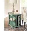 Linon Parnell Storage Side Table/Cabinet with Pull Out Shelf in Teal Wood