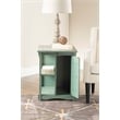 Linon Parnell Storage Side Table/Cabinet with Pull Out Shelf in Teal Wood