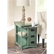 Linon Parnell Storage Side Table/Cabinet with Pull Out Shelf in Teal Wood