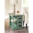 Linon Parnell Storage Side Table/Cabinet with Pull Out Shelf in Teal Wood