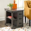 Linon Parnell Storage Side Table/Cabinet with Pull Out Shelf in Gray Wood