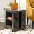 Linon Parnell Storage Side Table/Cabinet with Pull Out Shelf in Gray Wood