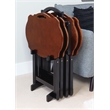 Linon Serpentine Five Piece Scalloped Edge Tray Table Set in Hazelnut/Black Wood