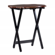 Linon Serpentine Five Piece Scalloped Edge Tray Table Set in Hazelnut/Black Wood