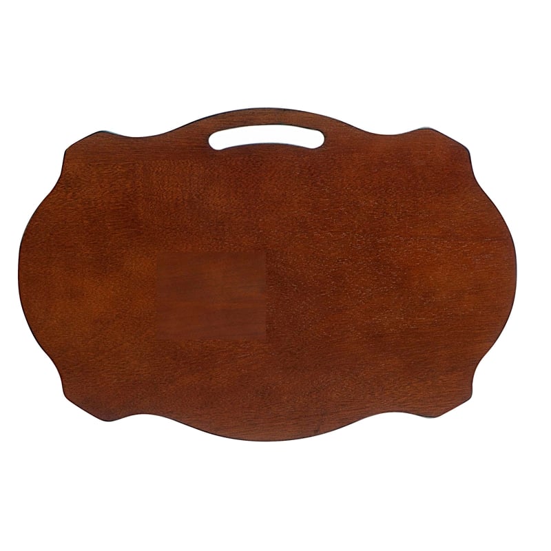Linon Serpentine Five Piece Scalloped Edge Tray Table Set in Hazelnut/Black Wood