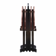 Linon Serpentine Five Piece Scalloped Edge Tray Table Set in Hazelnut/Black Wood