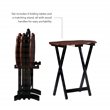 Linon Serpentine Five Piece Scalloped Edge Tray Table Set in Hazelnut/Black Wood