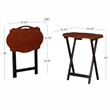 Linon Serpentine Five Piece Scalloped Edge Tray Table Set in Hazelnut/Black Wood