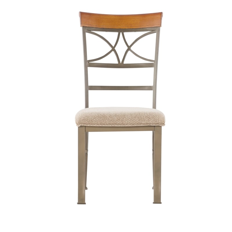 Linon Hamilton Set of 2 Padded Dining Side Chairs Wood Trim in Bronze Metal