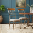Linon Hamilton Set of 2 Padded Dining Side Chairs Wood Trim in Bronze Metal