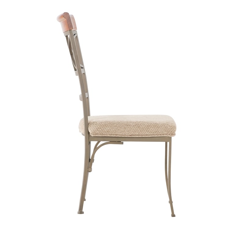 Linon Hamilton Set of 2 Padded Dining Side Chairs Wood Trim in Bronze Metal