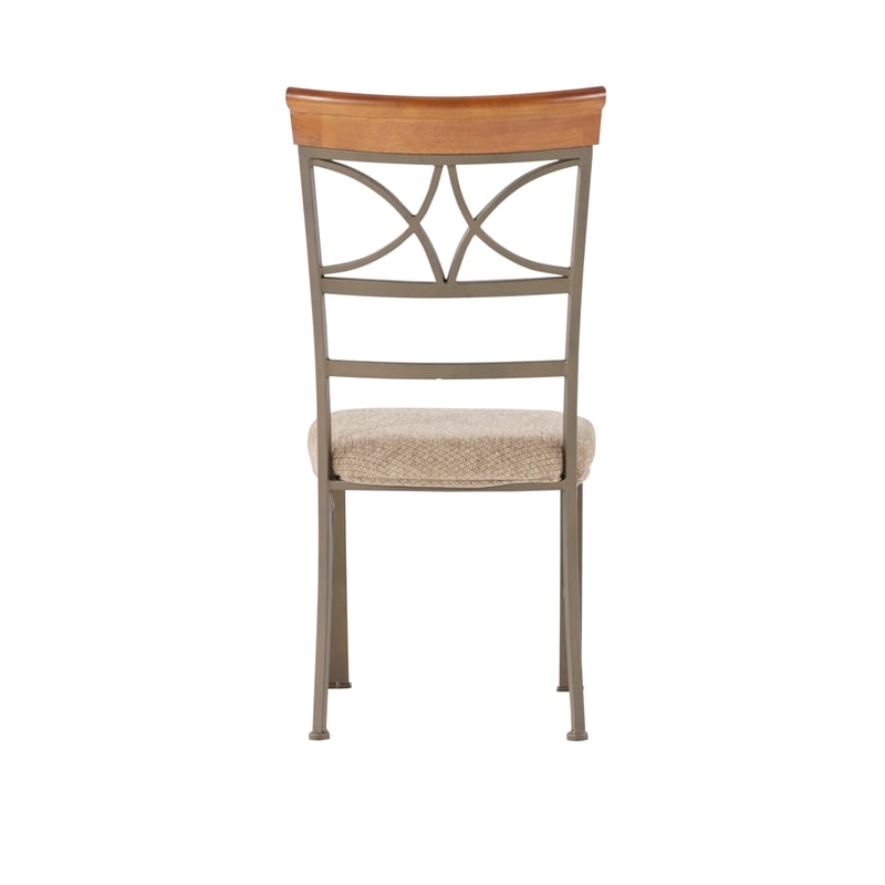 Linon Hamilton Set of 2 Padded Dining Side Chairs Wood Trim in Bronze Metal