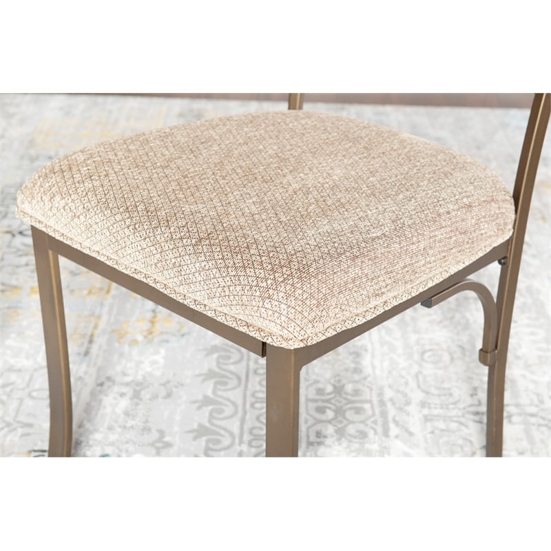 Linon Hamilton Set of 2 Padded Dining Side Chairs Wood Trim in Bronze Metal