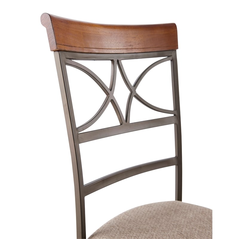 Linon Hamilton Set of 2 Padded Dining Side Chairs Wood Trim in Bronze Metal
