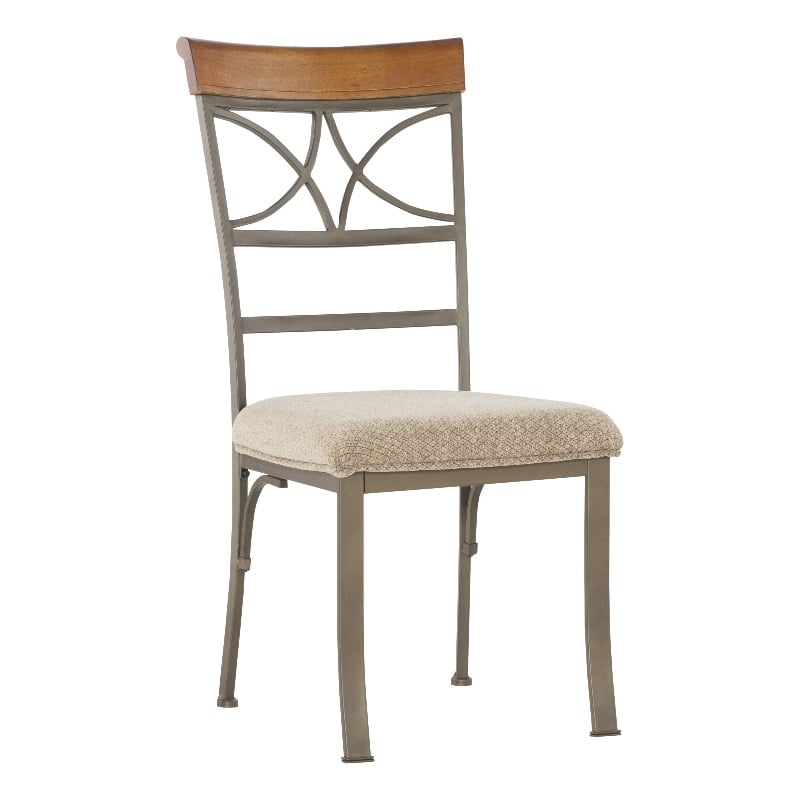 Linon Hamilton Set of 2 Padded Dining Side Chairs Wood Trim in Bronze Metal