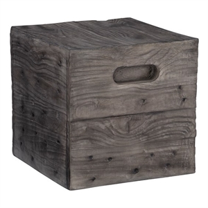 Linon Warner Resin Crate Accent Table in Gray