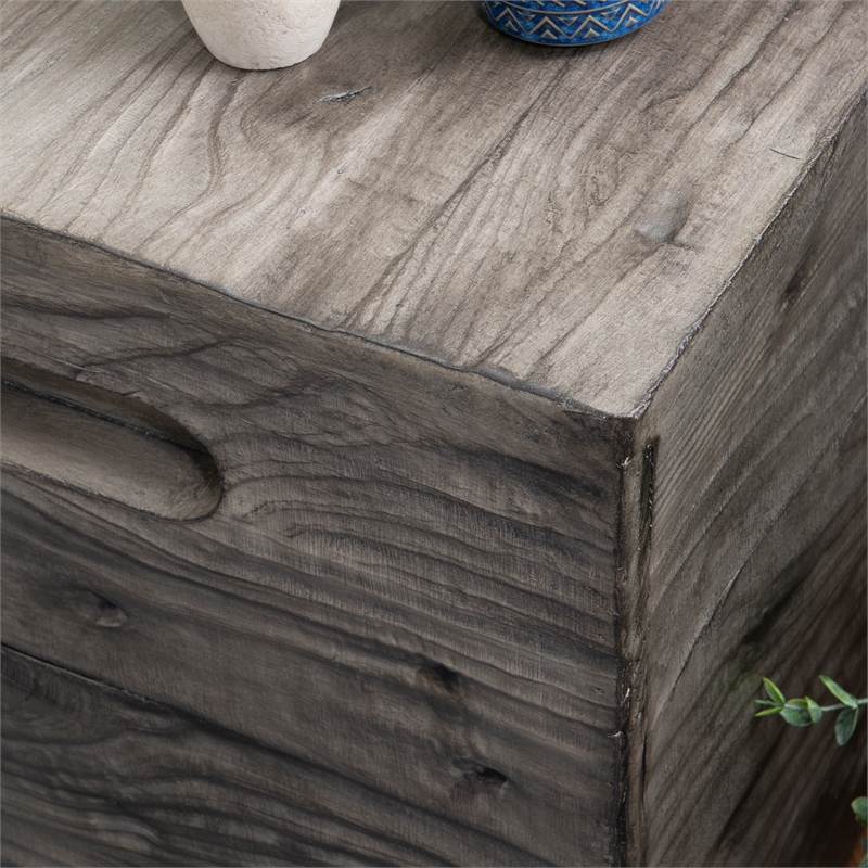 Linon Warner Resin Crate Accent Table in Gray