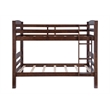 Linon Levi Twin over Twin Bunk Bed with Attached Ladder in Espresso Pine Wood
