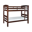 Linon Levi Twin over Twin Bunk Bed with Attached Ladder in Espresso Pine Wood