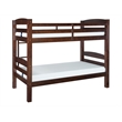 Linon Levi Twin over Twin Bunk Bed with Attached Ladder in Espresso Pine Wood