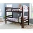 Linon Levi Twin over Twin Bunk Bed with Attached Ladder in Espresso Pine Wood