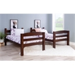 Linon Levi Twin over Twin Bunk Bed with Attached Ladder in Espresso Pine Wood