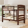 Linon Levi Twin over Twin Bunk Bed with Attached Ladder in Espresso Pine Wood