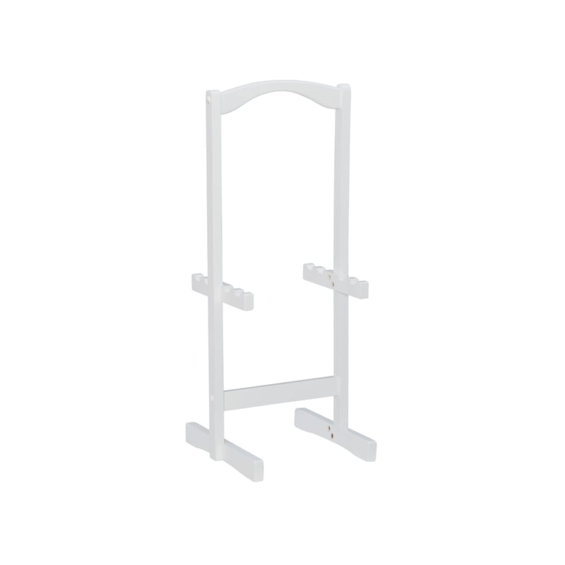 Linon Lisbon Five Piece Farmhouse Plank-Style Top Tray Table Set in White Wood