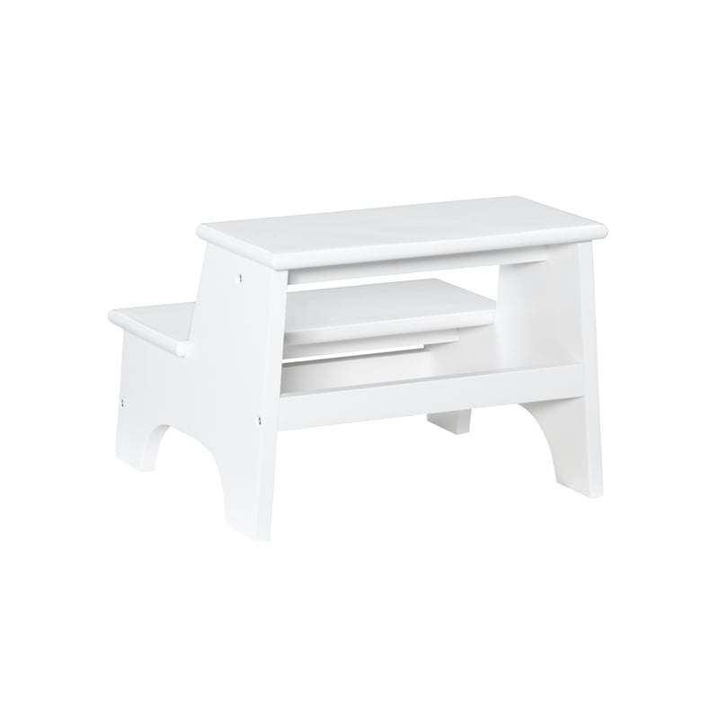 Linon Tyler Wood Bed Step Stool in White