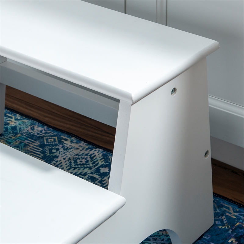 Linon Tyler Wood Bed Step Stool in White