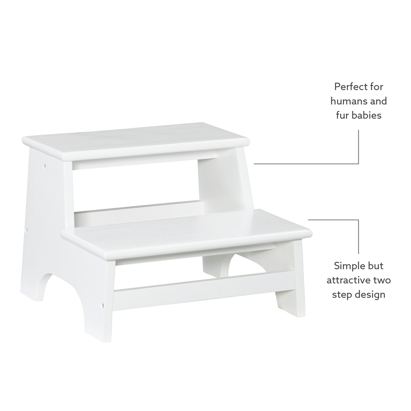 Linon Tyler Wood Bed Step Stool in White