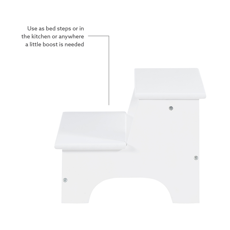 Linon Tyler Wood Bed Step Stool in White