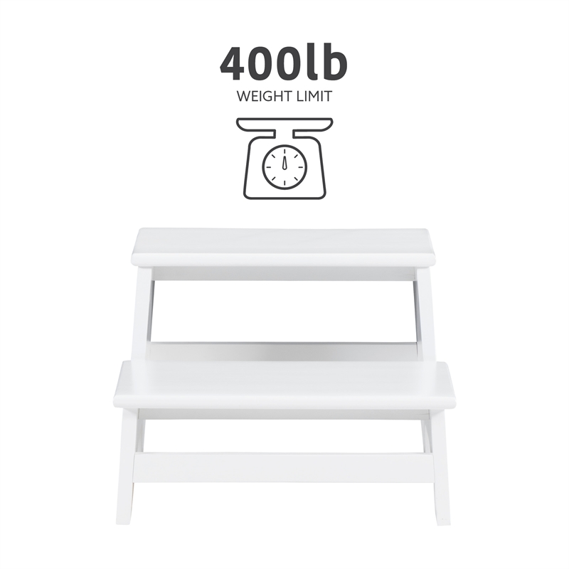 Linon Tyler Wood Bed Step Stool in White