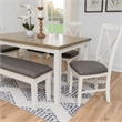 Linon Jane 2 Tone Six Piece Dining Set in Rustic Taupe and Vanilla White Wood