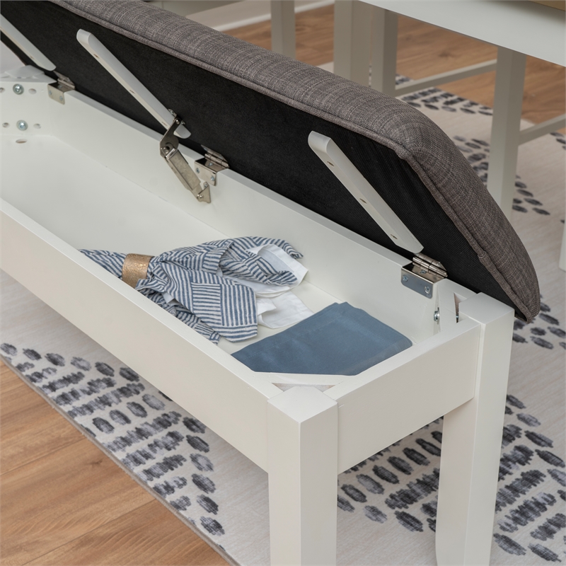 Linon Jane 2 Tone Six Piece Dining Set in Rustic Taupe and Vanilla White Wood