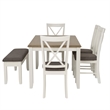 Linon Jane 2 Tone Six Piece Dining Set in Rustic Taupe and Vanilla White Wood