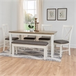 Linon Jane 2 Tone Six Piece Dining Set in Rustic Taupe and Vanilla White Wood