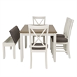 Linon Jane 2 Tone Six Piece Dining Set in Rustic Taupe and Vanilla White Wood