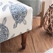 Linon Hawksbill Upholstered Turtle Print Armless Accent Chair in Blue & Cream