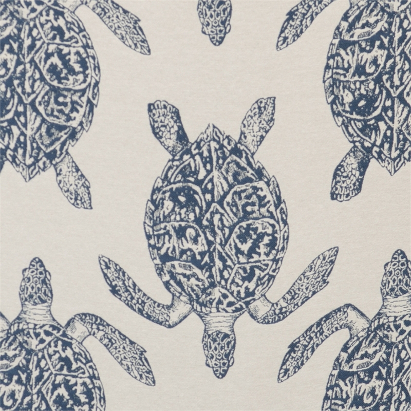 Linon Hawksbill Upholstered Turtle Print Armless Accent Chair in Blue & Cream