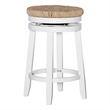 Linon Morgan 25.5&quot Wood Counter Stool Natural Seagrass Swivel Seat in White