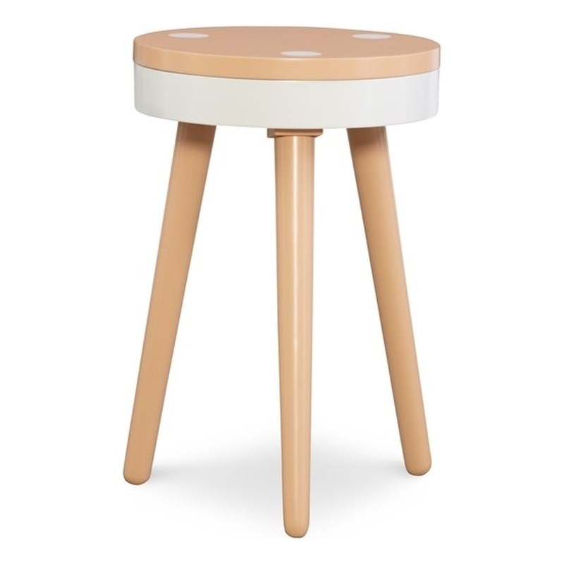 Linon Sherbert Side Table with Storage in Orange and White Wood