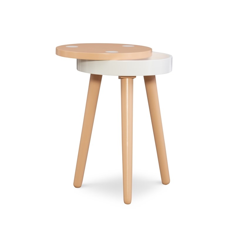 Linon Sherbert Side Table with Storage in Orange and White Wood