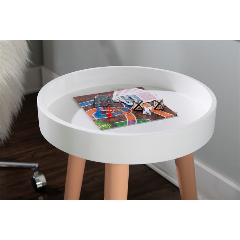 Linon Sherbert Side Table with Storage in Orange and White Wood